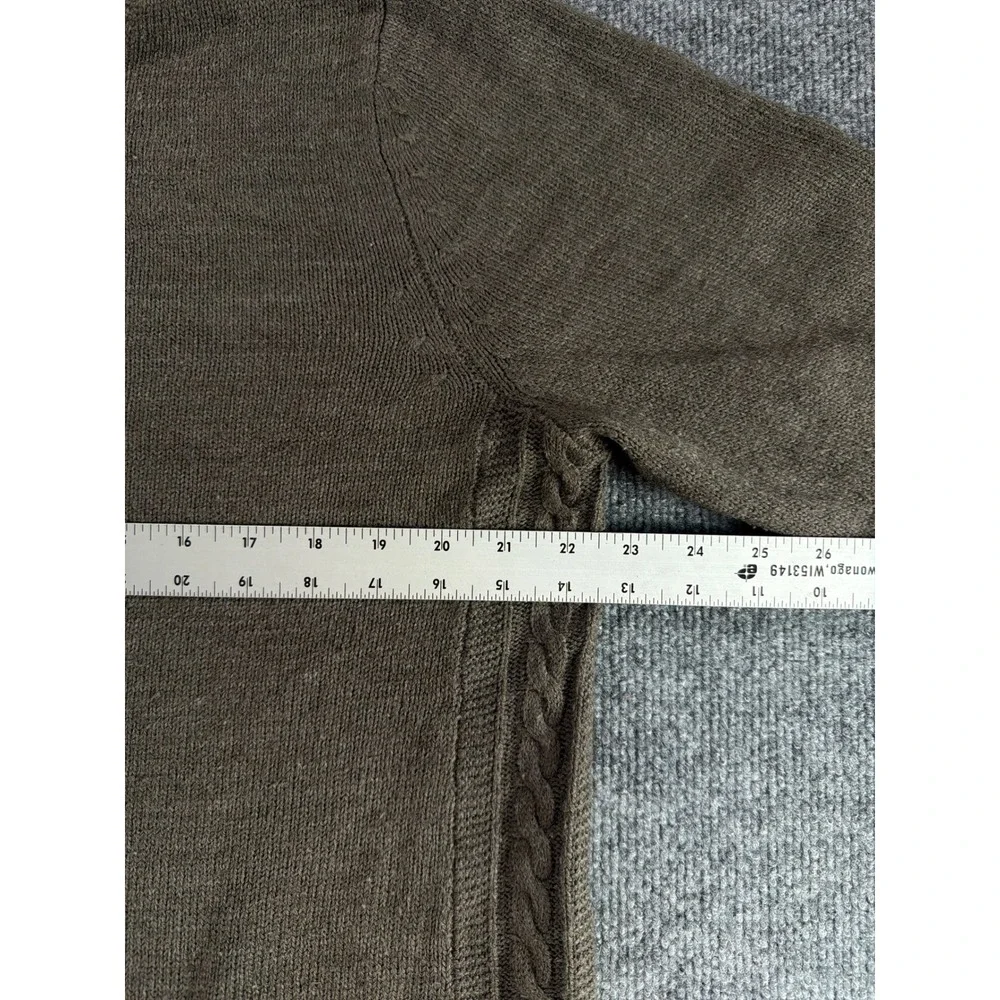 Lane Bryant Brown Cable Knit Trim Curved‎ Hem Sweater Womens 14/16 Crew Neck Top